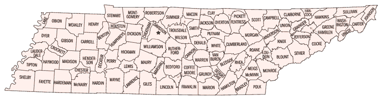 Map of Tennessee Counties